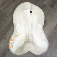 "VS" Quilt Sheepskin Half Pad, Rolled Edge *vgc/xc, mnr stains, dirt & hair, cut tabs
