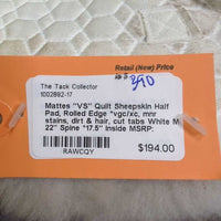 "VS" Quilt Sheepskin Half Pad, Rolled Edge *vgc/xc, mnr stains, dirt & hair, cut tabs
