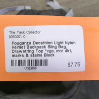 Light Nylon Helmet Backpack Sling Bag, Drawstring Top *vgc, mnr dirt, marks & stains
