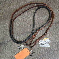 Pr Leather & Soft Rubber Barrel - Roper Loop Reins, snaps, conway buckles *vgc, clean, mnr residue, stains, scratches & dents
