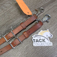 Pr Leather & Soft Rubber Barrel - Roper Loop Reins, snaps, conway buckles *vgc, clean, mnr residue, stains, scratches & dents
