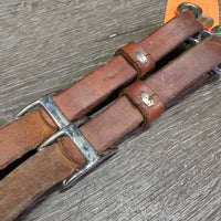 Pr Leather & Soft Rubber Barrel - Roper Loop Reins, snaps, conway buckles *vgc, clean, mnr residue, stains, scratches & dents
