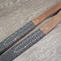 Pr Leather & Soft Rubber Barrel - Roper Loop Reins, snaps, conway buckles *vgc, clean, mnr residue, stains, scratches & dents
