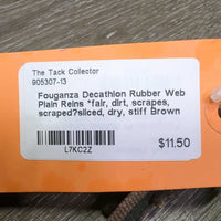 Rubber Web Plain Reins *fair, dirt, scrapes, scraped?sliced, dry, stiff

