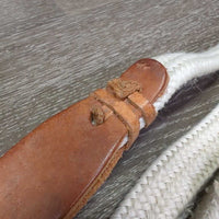 Wide Flat Braided Nylon Split Reins, snaps, Leather Loops & Flapper *gc, mnr stains, rubs & frays, missing 1 flapper
