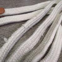Wide Flat Braided Nylon Split Reins, snaps, Leather Loops & Flapper *gc, mnr stains, rubs & frays, missing 1 flapper
