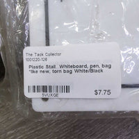 Plastic Stall Whiteboard, pen, bag *like new, torn bag
