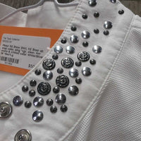SS Show Shirt, 1/2 Snap up, snap collar, bling *vgc, clean, mnr stains & crinkled collar
