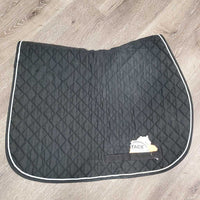 Quilt Jumper Saddle Pad, 1x piping *gc, hair, dirt, film, rubs, unstitched, mnr puckers, faded, holey edges
