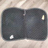 Quilt Jumper Saddle Pad, 1x piping *gc, hair, dirt, film, rubs, unstitched, mnr puckers, faded, holey edges
