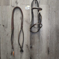 FS Rsd Padded Bridle, Rsd/FS Rubber Reins *gc, clean & mnr dirt, rubs, scrapes, creases, mismatched Nose, tight keeper
