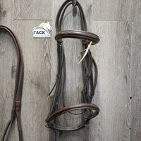 FS Rsd Padded Bridle, Rsd/FS Rubber Reins *gc, clean & mnr dirt, rubs, scrapes, creases, mismatched Nose, tight keeper
