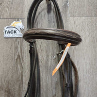 FS Rsd Padded Bridle, Rsd/FS Rubber Reins *gc, clean & mnr dirt, rubs, scrapes, creases, mismatched Nose, tight keeper
