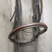 FS Rsd Padded Bridle, Rsd/FS Rubber Reins *gc, clean & mnr dirt, rubs, scrapes, creases, mismatched Nose, tight keeper
