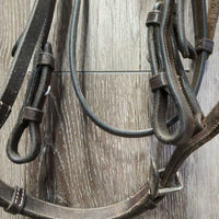 FS Rsd Padded Bridle, Rsd/FS Rubber Reins *gc, clean & mnr dirt, rubs, scrapes, creases, mismatched Nose, tight keeper
