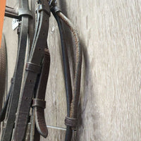 FS Rsd Padded Bridle, Rsd/FS Rubber Reins *gc, clean & mnr dirt, rubs, scrapes, creases, mismatched Nose, tight keeper
