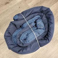 Med Quilt Stable Blanket, tail, 2 legs *vgc, clean, mnr stains, dirt, rubs, v. mnr oxidize
