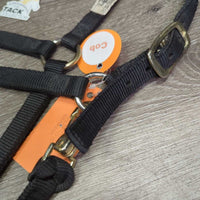 Narrow Thick Soft Nylon Halter, adj, snap *gc, mnr dirt, edge rubs, xholes
