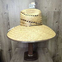 UPF 50+ "Stone Age" Wide Brim Straw Sun Hat, String *new, tags
