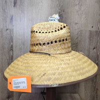 UPF 50+ "Stone Age" Wide Brim Straw Sun Hat, String *new, tags
