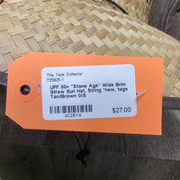 UPF 50+ "Stone Age" Wide Brim Straw Sun Hat, String *new, tags
