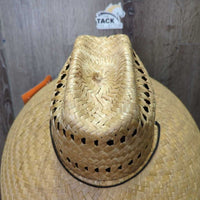 UPF 50+ "Stone Age" Wide Brim Straw Sun Hat, String *new, tags
