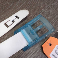 Soft TPE Plastic Belt & Plastic Buckle "Ribbons" *vgc, mnr dirt, rubs & faded
