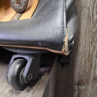 Travel Set: Suede & Tooled Leather Breifcase, Shoulder Strap & Rolling Luggage/Travel Bag *vgc, clean, rubs, dirty, scraped & holey corners
