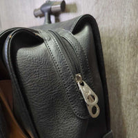 Travel Set: Suede & Tooled Leather Breifcase, Shoulder Strap & Rolling Luggage/Travel Bag *vgc, clean, rubs, dirty, scraped & holey corners
