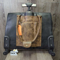 Travel Set: Suede & Tooled Leather Breifcase, Shoulder Strap & Rolling Luggage/Travel Bag *vgc, clean, rubs, dirty, scraped & holey corners
