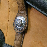 Travel Set: Suede & Tooled Leather Breifcase, Shoulder Strap & Rolling Luggage/Travel Bag *vgc, clean, rubs, dirty, scraped & holey corners
