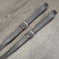 Wide Thick Leather Draw Reins, Buckle Loop Ends *gc mnr dirty, creased & scrapes, dry, rubs
