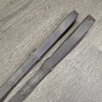 Wide Thick Leather Draw Reins, Buckle Loop Ends *gc mnr dirty, creased & scrapes, dry, rubs
