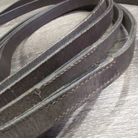 Wide Thick Leather Draw Reins, Buckle Loop Ends *gc mnr dirty, creased & scrapes, dry, rubs
