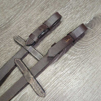 Rubber Reins, Leather Stoppers *xc/vgc, clean, mnr dirt, stains, edge scrapes & stiff

