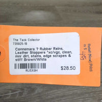 Rubber Reins, Leather Stoppers *xc/vgc, clean, mnr dirt, stains, edge scrapes & stiff
