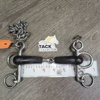 SS Jointed Thick Rubber Pelham Bit, chain, hooks *gc/fair, clean, v.chewed, rough, faded
