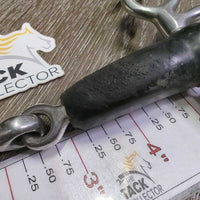 SS Jointed Thick Rubber Pelham Bit, chain, hooks *gc/fair, clean, v.chewed, rough, faded

