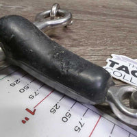 SS Jointed Thick Rubber Pelham Bit, chain, hooks *gc/fair, clean, v.chewed, rough, faded
