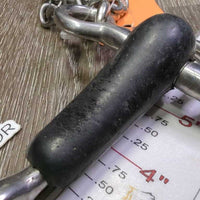 SS Jointed Thick Rubber Pelham Bit, chain, hooks *gc/fair, clean, v.chewed, rough, faded
