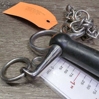 SS Straight Hard Rubber Mullen Mouth Pelham Bit, chain, hooks *vgc/xc, clean, residue
