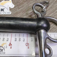 SS Straight Hard Rubber Mullen Mouth Pelham Bit, chain, hooks *vgc/xc, clean, residue
