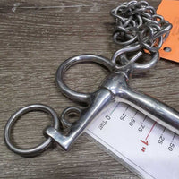 SS Thin Jointed Pelham Bit, chain, hooks *vgc, clean, mnr rubs, scratches, scuffs & stains
