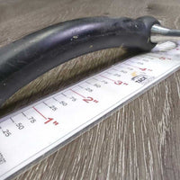 SS Curved Hard Rubber Mullen Mouth Pelham Bit, chain, hooks *vgc, clean, rubs, residue, faded
