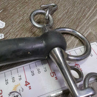 SS Curved Hard Rubber Mullen Mouth Pelham Bit, chain, hooks *vgc, clean, rubs, residue, faded
