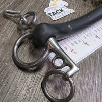 SS Curved Hard Rubber Mullen Mouth Pelham Bit, chain, hooks *vgc, clean, rubs, residue, faded
