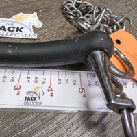 SS Curved Hard Rubber Mullen Mouth Pelham Bit, chain, hooks *vgc, clean, rubs, residue, faded
