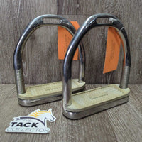 Pr Hvy Spring/Magnetic side Break Away Stirrup Irons *vgc, mnr stains, dirty grips, scratches
