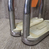 Pr Hvy Spring/Magnetic side Break Away Stirrup Irons *vgc, mnr stains, dirty grips, scratches
