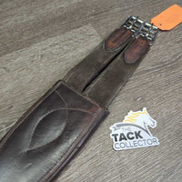 Padded Leather Girth, x2 els, d ring *gc, older, clean, cuts, rubs, scuffs, els pills/frays/snags
